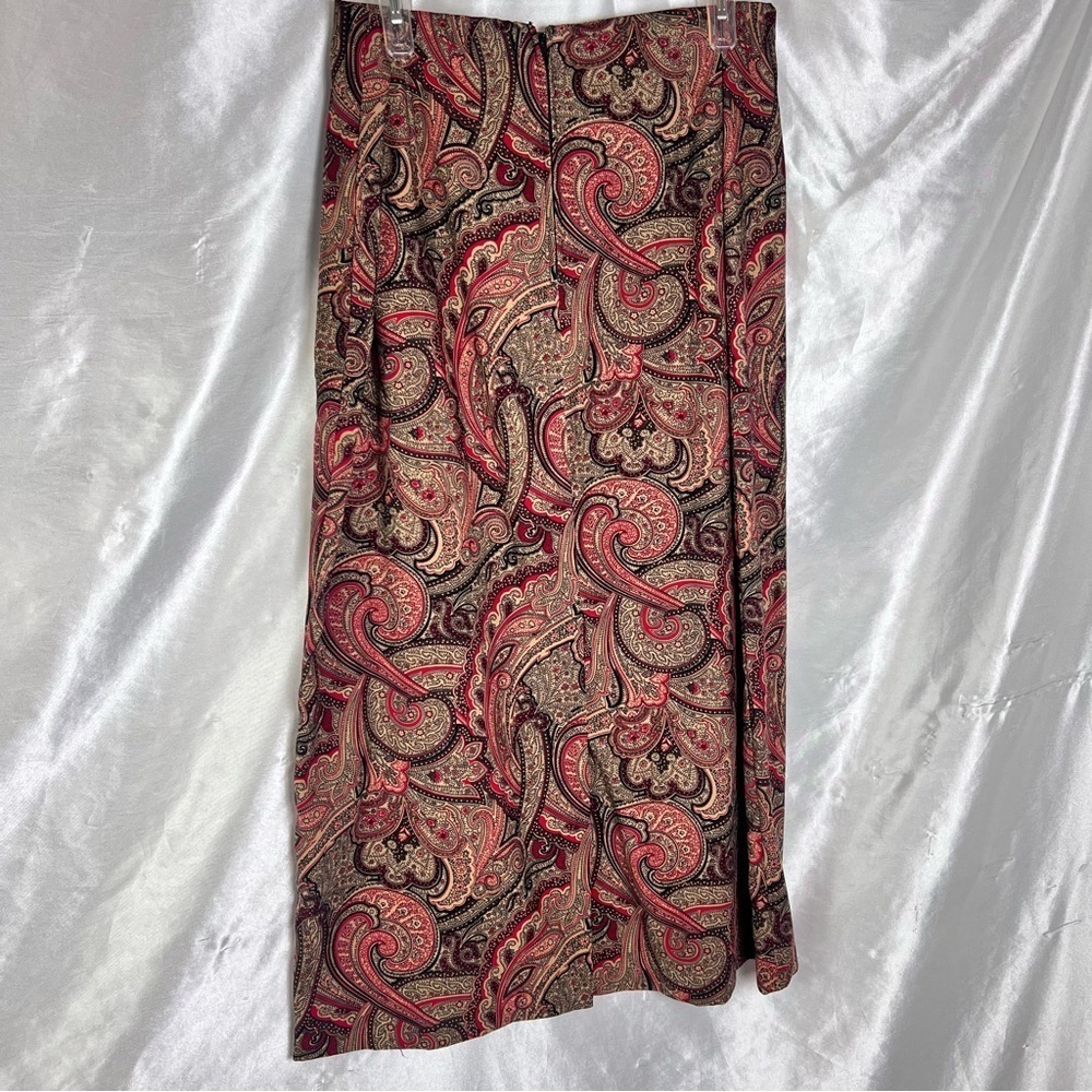 Boho Faux Suede Paisley Print Maxi Skirt – Earthy Stretch Fit | Size 16 - Picture 5 of 9